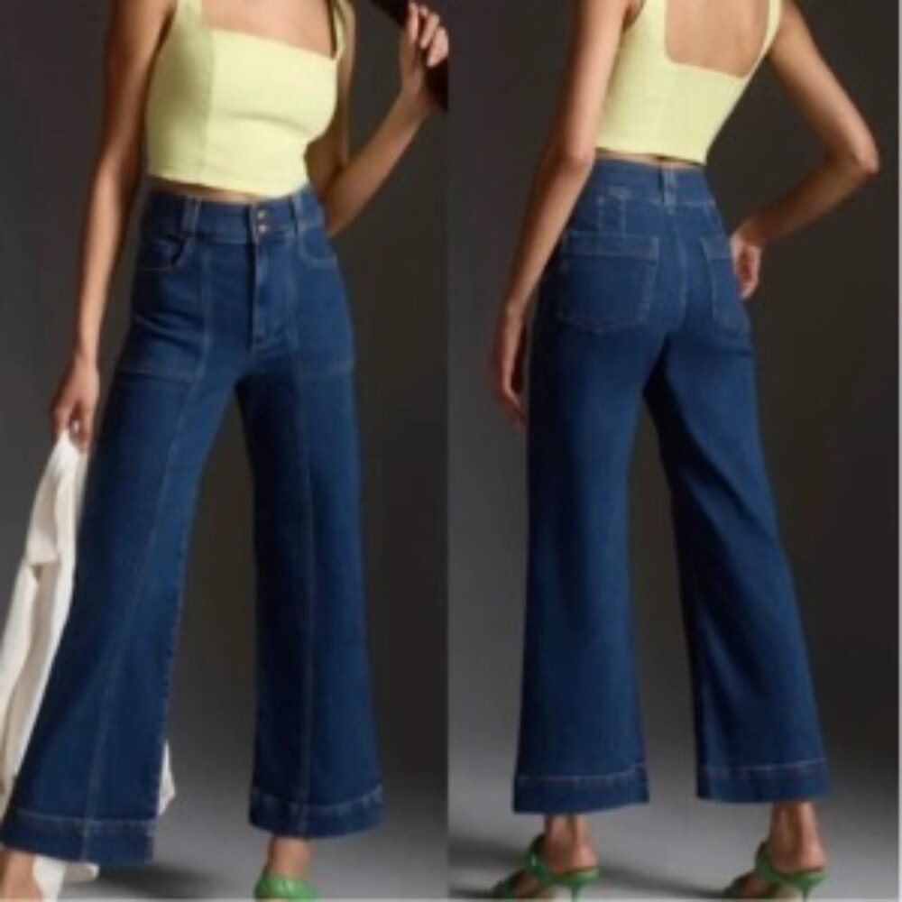 Anthropologie Skipper Seamed High-Rise Wide-Leg Jeans - 33 Tall
